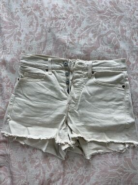 Old Navy Cream High-Rise Cutoff Denim Shorts